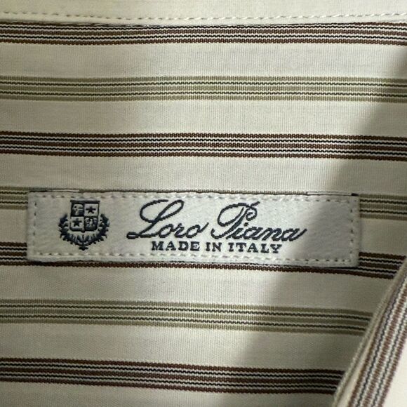 Loro Piana Mens Cotton Long Sleeve Button Down Striped Dress Shirt. Size 18/45. - Picture 5 of 11